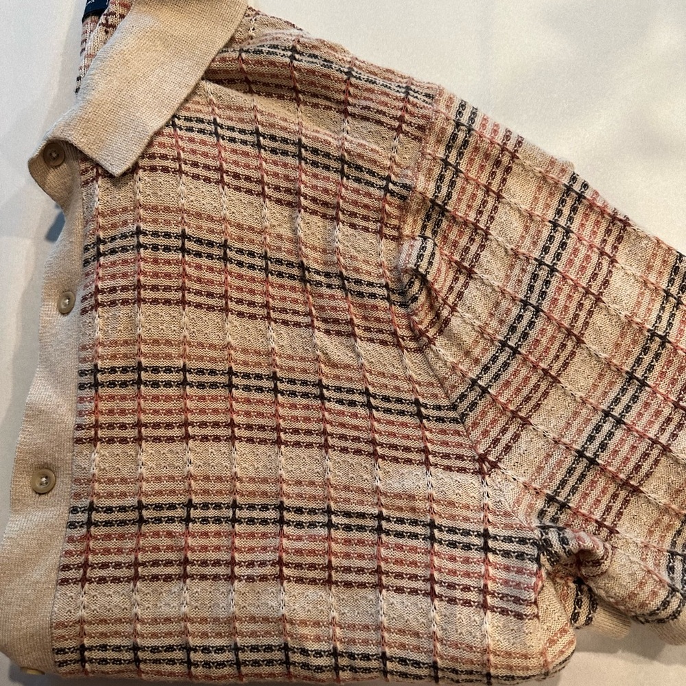 Abercrombie & Fitch Beige & Brown Patterned Short Sleeve Light Cardigan Sweater